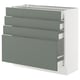 SEKTION / MAXIMERA Gabinete bajo 4 cajones, blanco/Nickebo Verde grisáceo mate, 91x37x76 cm