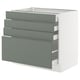 SEKTION / MAXIMERA Gabinete bajo 4 cajones, blanco/Nickebo Verde grisáceo mate, 91x61x76 cm