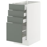 SEKTION / MAXIMERA Gabinete bajo 4 cajones, blanco/Nickebo Verde grisáceo mate, 38x61x76 cm
