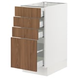 SEKTION / MAXIMERA Gabinete bajo 4 cajones, blanco/Tistorp Efecto nogal café, 38x61x76 cm