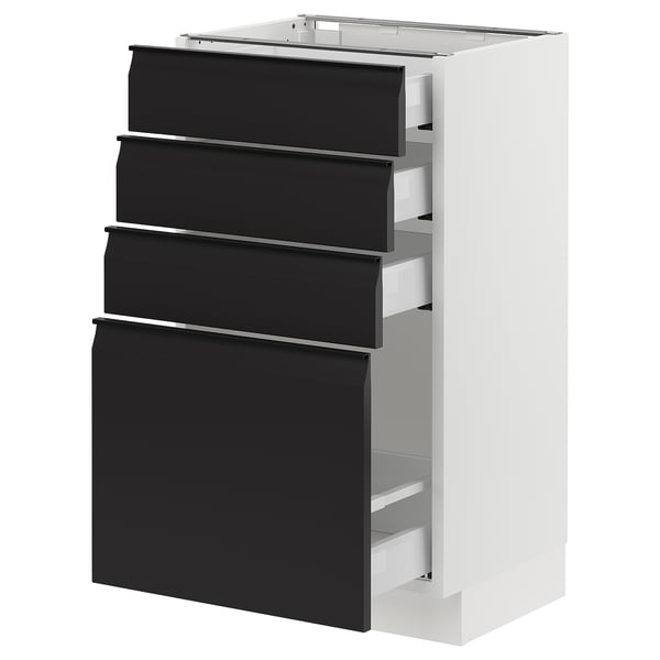 SEKTION / MAXIMERA Gabinete bajo 4 cajones, blanco/Upplöv Carbón mate, 46x37x76 cm