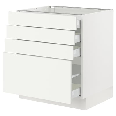 SEKTION / MAXIMERA Gabinete bajo 4 cajones, blanco/Vallstena blanco, 76x61x76 cm