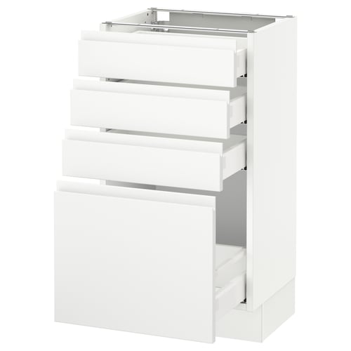 SEKTION / MAXIMERA Gabinete bajo 4 cajones, blanco/Voxtorp blanco mate, 46x37x76 cm