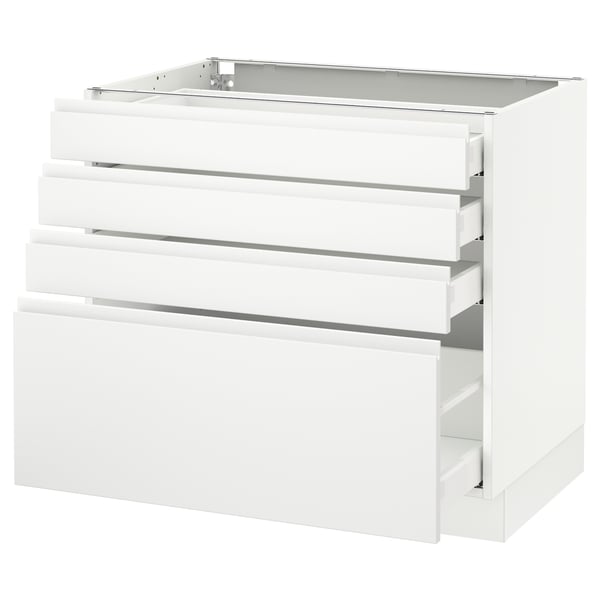 SEKTION / MAXIMERA Gabinete bajo 4 cajones, blanco/Voxtorp blanco mate, 91x61x76 cm