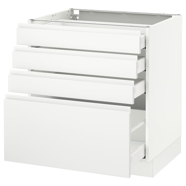 SEKTION / MAXIMERA Gabinete bajo 4 cajones, blanco/Voxtorp blanco mate, 76x61x76 cm