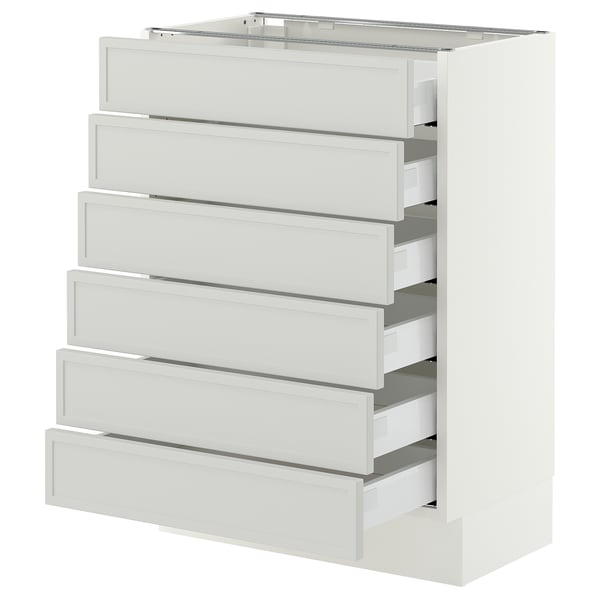 SEKTION / MAXIMERA Gabinete bajo 6 cajones, blanco/Aspudden gris claro, 61x37x76 cm