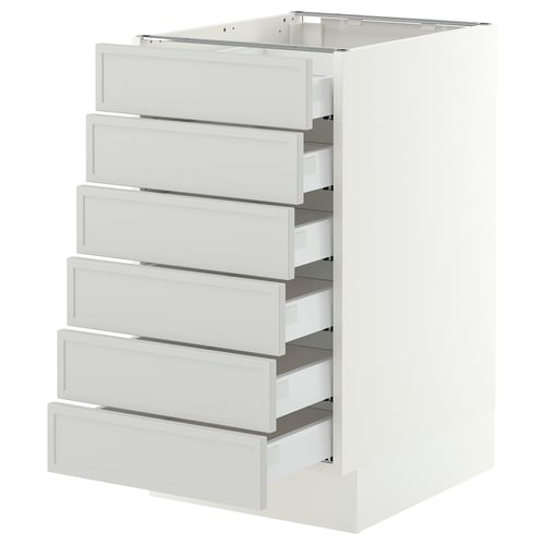 SEKTION / MAXIMERA Gabinete bajo 6 cajones, blanco/Aspudden gris claro, 46x61x76 cm