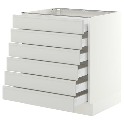 SEKTION / MAXIMERA Gabinete bajo 6 cajones, blanco/Aspudden gris claro, 76x61x76 cm
