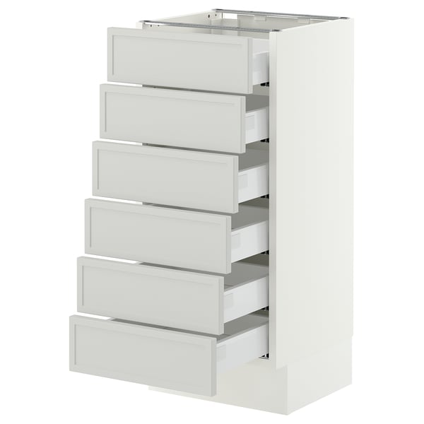 SEKTION / MAXIMERA Gabinete bajo 6 cajones, blanco/Aspudden gris claro, 38x37x76 cm