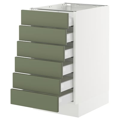 SEKTION / MAXIMERA Gabinete bajo 6 cajones, blanco/Axstad verde grisáceo, 46x61x76 cm