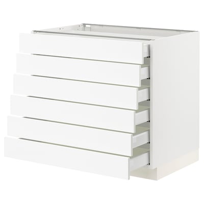 SEKTION / MAXIMERA Gabinete bajo 6 cajones, blanco Enköping/blanco efecto madera, 91x61x76 cm