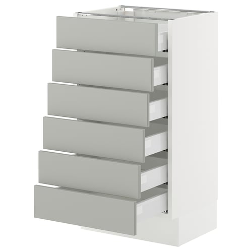 SEKTION / MAXIMERA Gabinete bajo 6 cajones, blanco/Havstorp gris claro, 46x37x76 cm