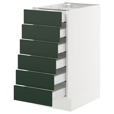 SEKTION / MAXIMERA Gabinete bajo 6 cajones, blanco/Havstorp Verde oscuro, 38x61x76 cm