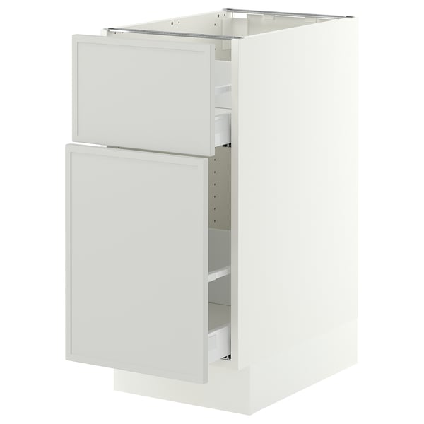 SEKTION / MAXIMERA Gabinete bajo extraíble 1 cajón, blanco/Aspudden gris claro, 38x61x76 cm