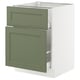 SEKTION / MAXIMERA Gabinete bajo extraíble 1 cajón, blanco/Axstad verde grisáceo, 61x61x76 cm