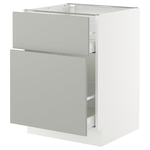 SEKTION / MAXIMERA Gabinete bajo extraíble 1 cajón, blanco/Havstorp gris claro, 61x61x76 cm