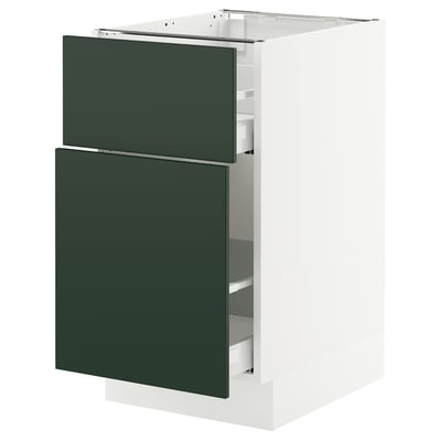SEKTION / MAXIMERA Gabinete bajo extraíble 1 cajón, blanco/Havstorp Verde oscuro, 46x61x76 cm