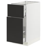 SEKTION / MAXIMERA Gabinete bajo extraíble 1 cajón, blanco/Nickebo Carbón mate, 38x61x76 cm