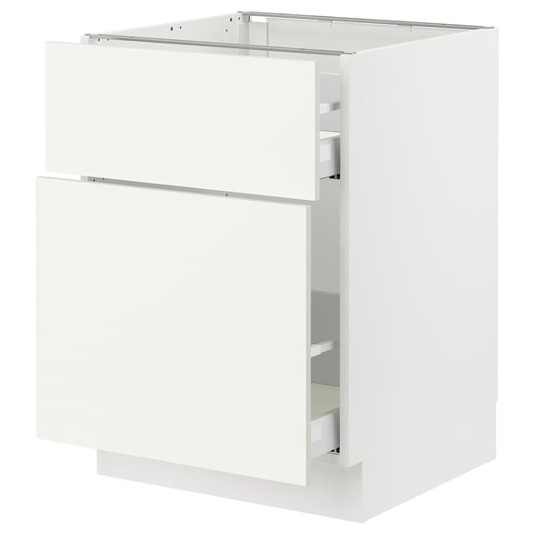 SEKTION / MAXIMERA Gabinete bajo extraíble 1 cajón, blanco/Vallstena blanco, 61x61x76 cm