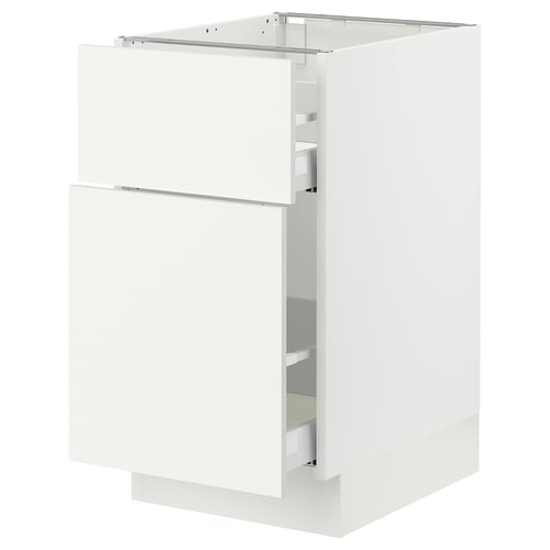 SEKTION / MAXIMERA Gabinete bajo extraíble 1 cajón, blanco/Vallstena blanco, 46x61x76 cm