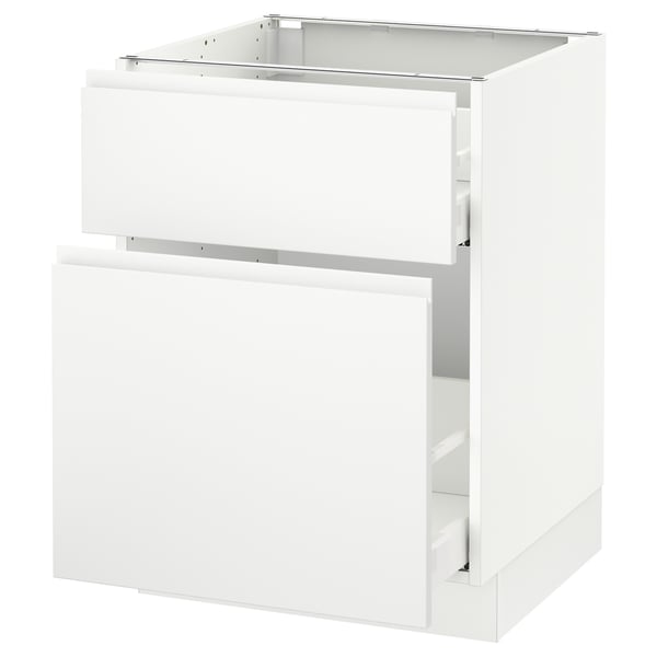 SEKTION / MAXIMERA Gabinete bajo extraíble 1 cajón, blanco/Voxtorp blanco mate, 61x61x76 cm
