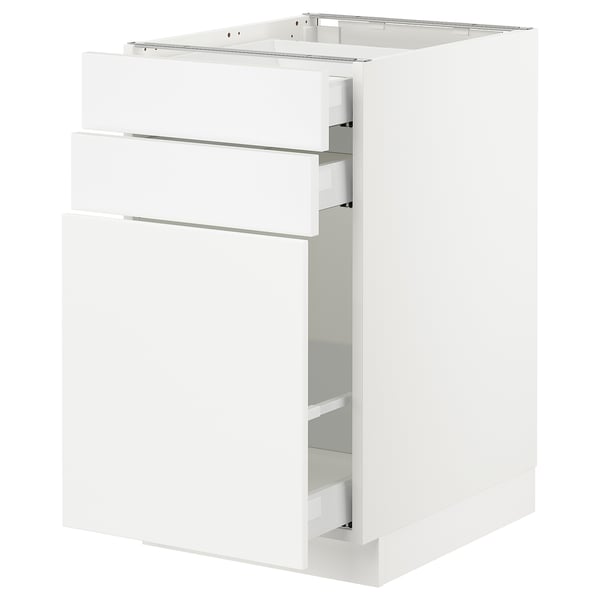 SEKTION / MAXIMERA Gabinete bajo extraíble 2 cajones, blanco/Axstad blanco mate, 46x61x76 cm