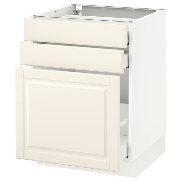 SEKTION / MAXIMERA Gabinete bajo extraíble 2 cajones, blanco/Bodbyn hueso, 61x61x76 cm
