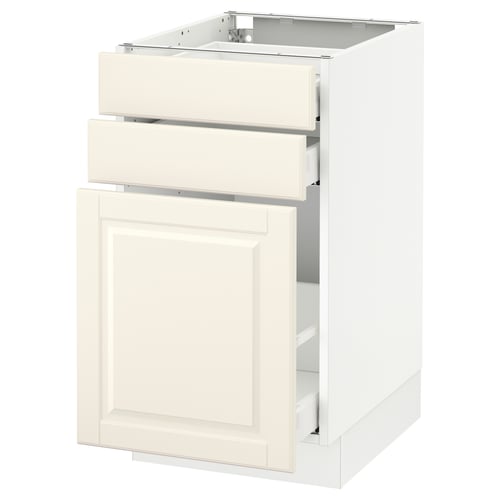 SEKTION / MAXIMERA Gabinete bajo extraíble 2 cajones, blanco/Bodbyn hueso, 46x61x76 cm