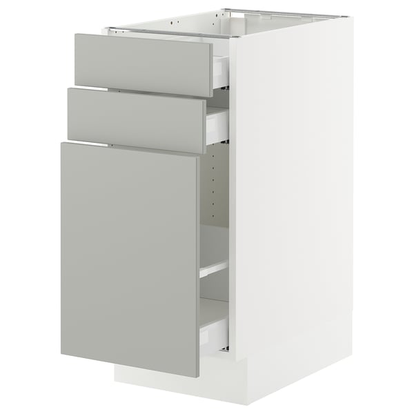 SEKTION / MAXIMERA Gabinete bajo extraíble 2 cajones, blanco/Havstorp gris claro, 38x61x76 cm