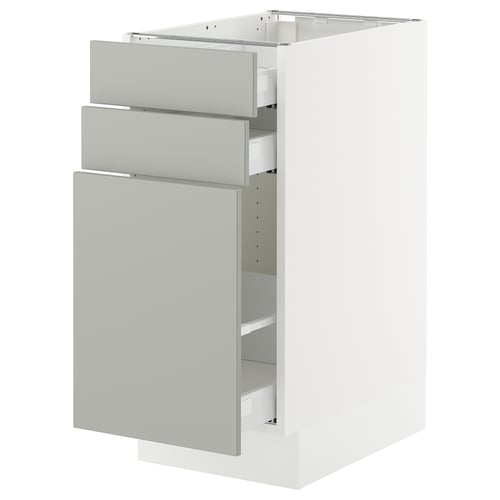 SEKTION / MAXIMERA Gabinete bajo extraíble 2 cajones, blanco/Havstorp gris claro, 38x61x76 cm