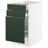 SEKTION / MAXIMERA Gabinete bajo extraíble 2 cajones, blanco/Havstorp Verde oscuro, 46x61x76 cm
