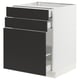 SEKTION / MAXIMERA Gabinete bajo extraíble 2 cajones, blanco/Nickebo Carbón mate, 61x61x76 cm