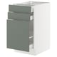 SEKTION / MAXIMERA Gabinete bajo extraíble 2 cajones, blanco/Nickebo Verde grisáceo mate, 46x61x76 cm