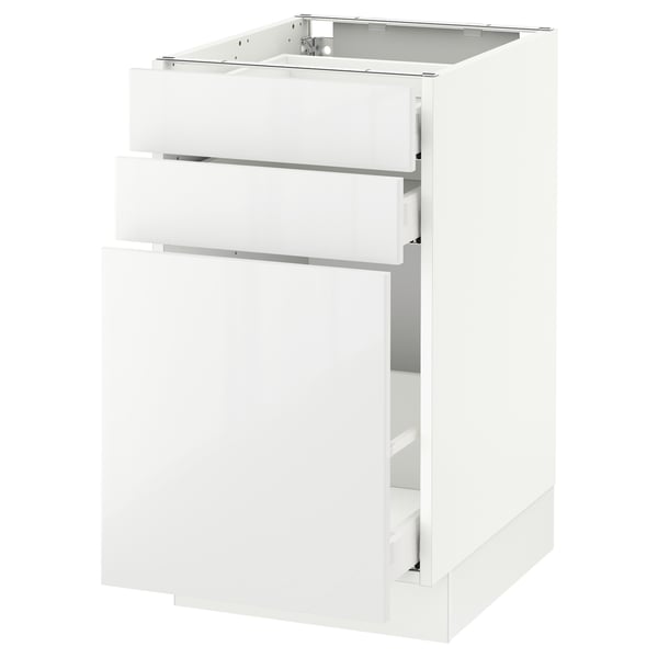 SEKTION / MAXIMERA Gabinete bajo extraíble 2 cajones, blanco/Ringhult blanco, 46x61x76 cm