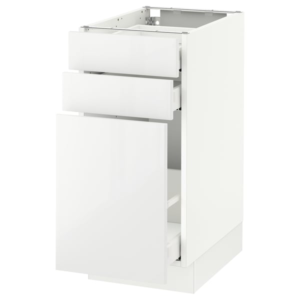 SEKTION / MAXIMERA Gabinete bajo extraíble 2 cajones, blanco/Ringhult blanco, 38x61x76 cm