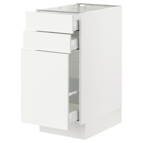 SEKTION / MAXIMERA Gabinete bajo extraíble 2 cajones, blanco/Vallstena blanco, 38x61x76 cm