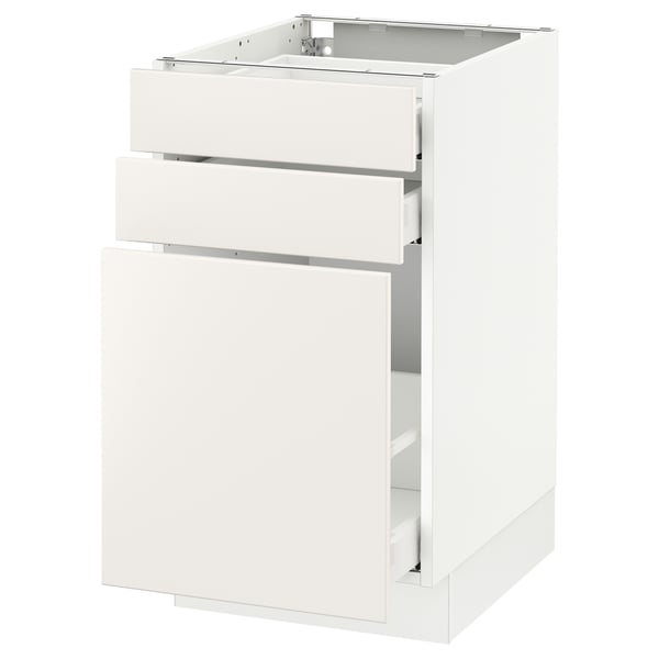 SEKTION / MAXIMERA Gabinete bajo extraíble 2 cajones, blanco/Veddinge blanco, 46x61x76 cm