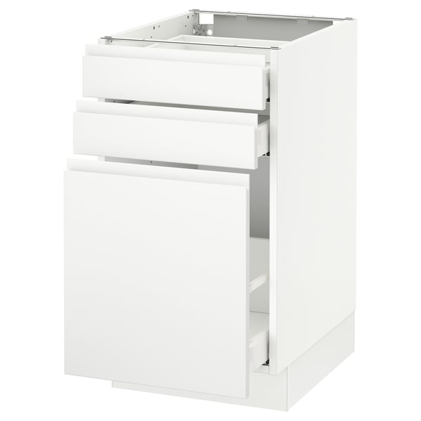 SEKTION / MAXIMERA Gabinete bajo extraíble 2 cajones, blanco/Voxtorp blanco mate, 46x61x76 cm