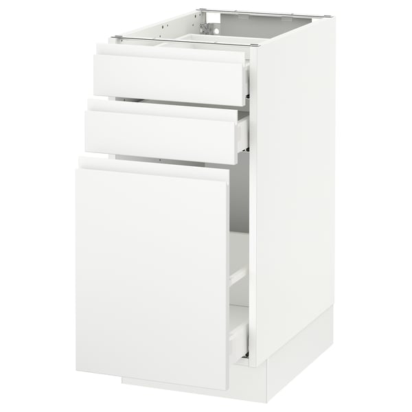 SEKTION / MAXIMERA Gabinete bajo extraíble 2 cajones, blanco/Voxtorp blanco mate, 38x61x76 cm
