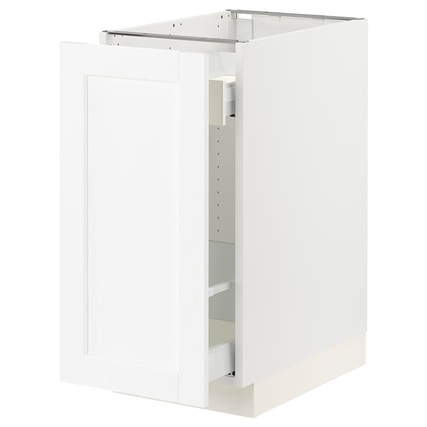 SEKTION / MAXIMERA Gabinete bajo extraíble, blanco Enköping/blanco efecto madera, 38x61x76 cm