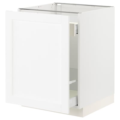 SEKTION / MAXIMERA Gabinete bajo extraíble, blanco Enköping/blanco efecto madera, 61x61x76 cm