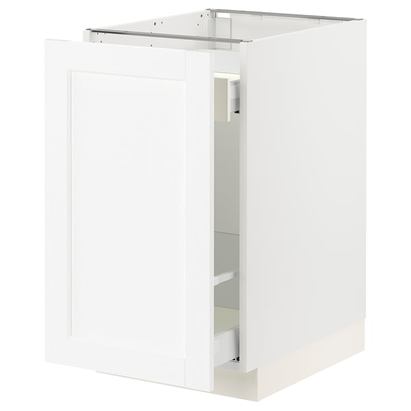 SEKTION / MAXIMERA Gabinete bajo extraíble, blanco Enköping/blanco efecto madera, 46x61x76 cm