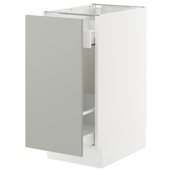 SEKTION / MAXIMERA Gabinete bajo extraíble, blanco/Havstorp gris claro, 38x61x76 cm
