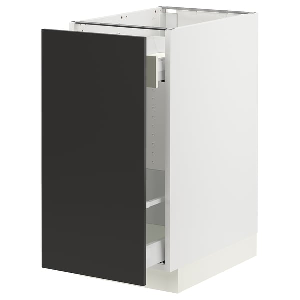 SEKTION / MAXIMERA Gabinete bajo extraíble, blanco/Nickebo Carbón mate, 38x61x76 cm