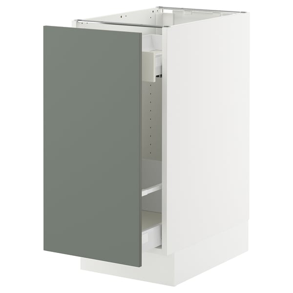 SEKTION / MAXIMERA Gabinete bajo extraíble, blanco/Nickebo Verde grisáceo mate, 38x61x76 cm