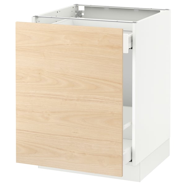 SEKTION / MAXIMERA Gabinete bajo p/bote basura 1 prta, blanco/Askersund efecto fresno claro, 61x61x76 cm