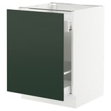 SEKTION / MAXIMERA Gabinete bajo p/bote basura 1 prta, blanco/Havstorp Verde oscuro, 61x61x76 cm
