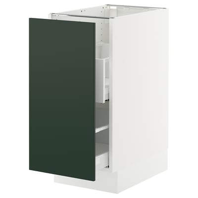 SEKTION / MAXIMERA Gabinete bajo p/bote basura 1 prta, blanco/Havstorp Verde oscuro, 38x61x76 cm