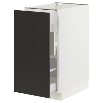 SEKTION / MAXIMERA Gabinete bajo p/bote basura 1 prta, blanco/Nickebo Carbón mate, 38x61x76 cm