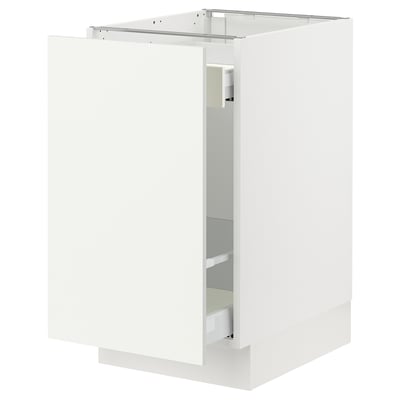 SEKTION / MAXIMERA Gabinete bajo p/bote basura 1 prta, blanco/Vallstena blanco, 46x61x76 cm